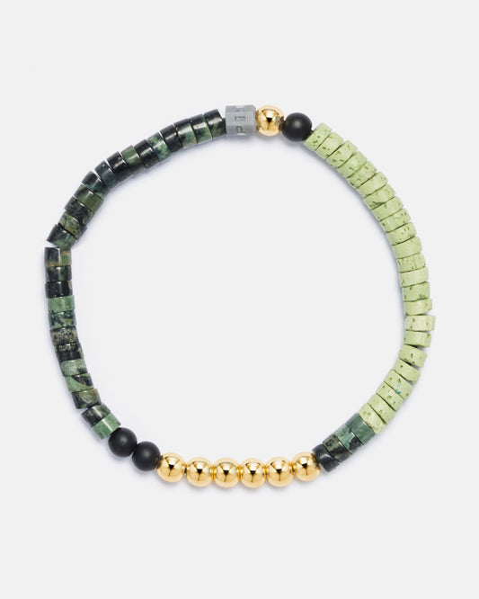 Beaded Striped Green Agate Bracelet | Classy Women Collection